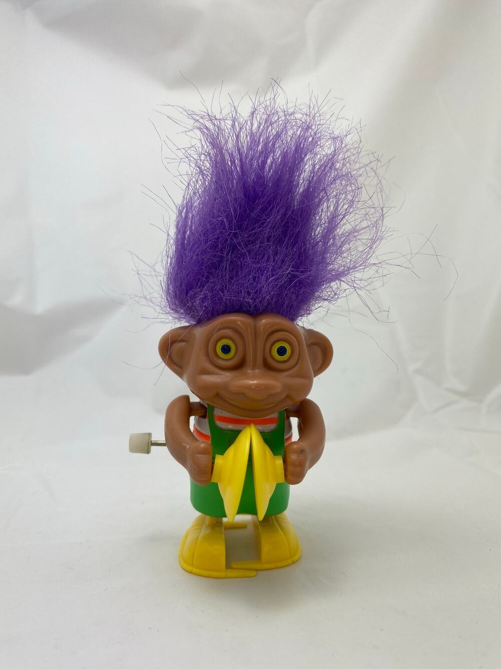 Vintage 1992 SOMA Wind Up Troll Doll Action Figure Purple Hair Mechanical Toy